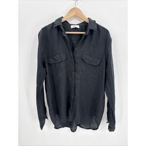 Mikoh Womens Black 100% Linen Long Sleeve Top Size 1/Small Beachy Coverup Staple
